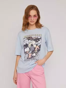 Футболка из хлопка с принтом на груди