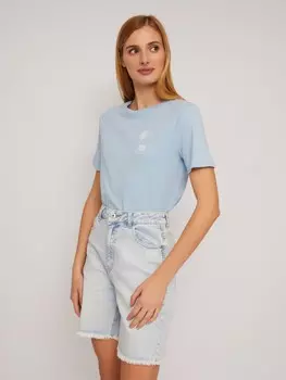 Футболка из хлопка с принтом на груди