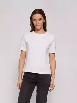 Футболка из хлопка с принтом на рукаве