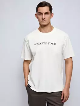 Футболка из хлопка с принтом на спине