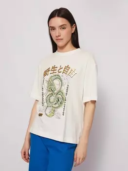 Футболка из хлопка с принтом с драконом