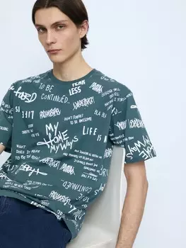 Футболка из хлопка с принтом с надписями