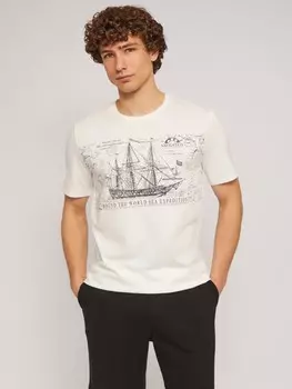 Футболка из хлопка с принтом в морском стиле