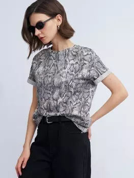 Футболка из хлопка с принтом змея