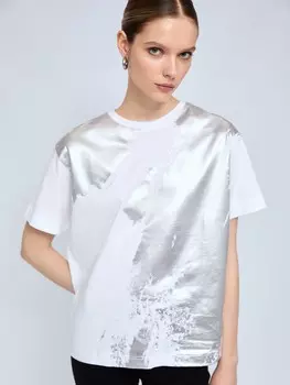 Футболка из хлопка с серебряным принтом