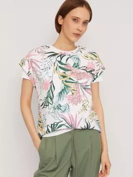 Футболка из хлопка с тропическим принтом