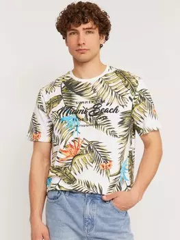 Футболка из хлопка с тропическим принтом