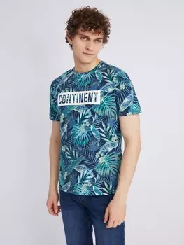 Футболка из хлопка с тропическим принтом и надписью