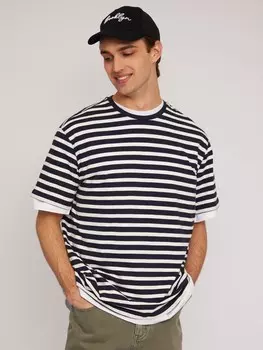 Футболка из хлопка с узором в полоску