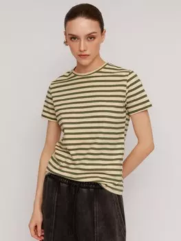 Футболка из хлопка с узором в полоску