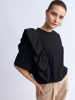 Футболка из хлопка с воланами