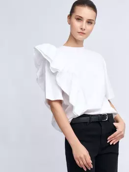 Футболка из хлопка с воланами