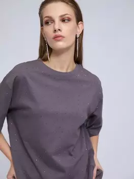 Футболка из хлопка со стразами