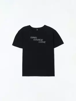 Футболка из хлопка со стразами