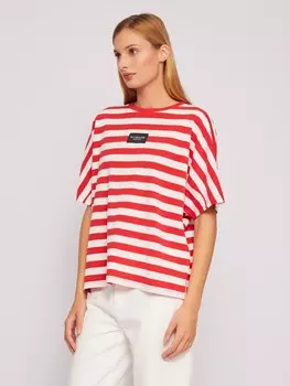 Футболка из хлопка в полоску с коротким рукавом