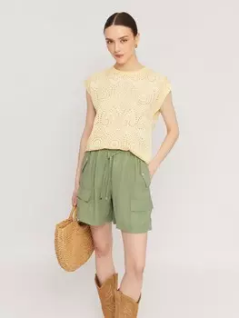 Футболка из вискозы с вышивкой ришелье