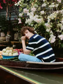 Футболка из вязаного трикотажа в полоску