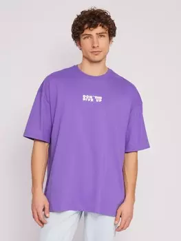 Футболка оверсайз из хлопка с коротким рукавом и принтом-надписью