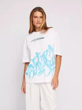 Футболка оверсайз из хлопка с коротким рукавом и надписями