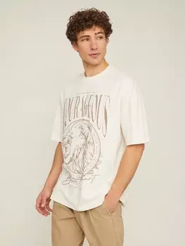 Футболка оверсайз из хлопка с коротким рукавом и принтом