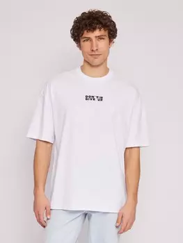 Футболка оверсайз из хлопка с коротким рукавом и принтом-надписью