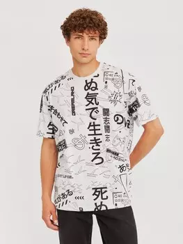 Футболка оверсайз из хлопка с манга-принтом