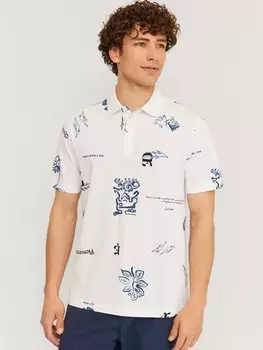 Футболка поло из хлопка с принтом