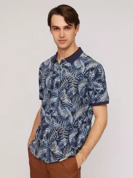 Футболка поло из хлопка с тропическим принтом