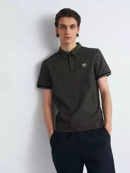 Футболка поло из хлопка с узором и эмблемой