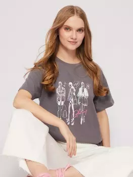 Футболка прямого фасона из хлопка с принтом