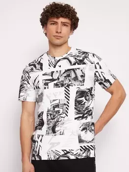 Футболка прямого силуэта из хлопка с аниме-принтом