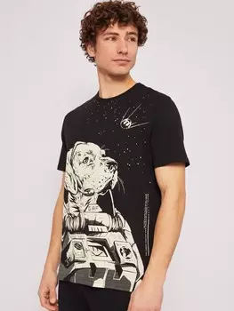 Футболка прямого силуэта из хлопка с принтом