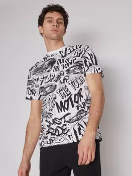 Футболка из хлопка с граффити-принтом