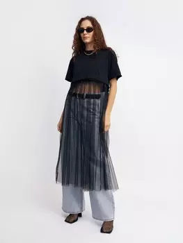 Футболка с подолом из сетки