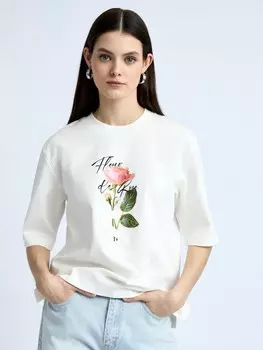 Футболка с принтом и аппликацией