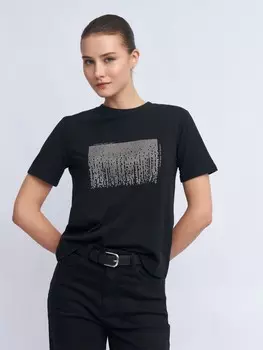 Футболка со стразами с коротким рукавом