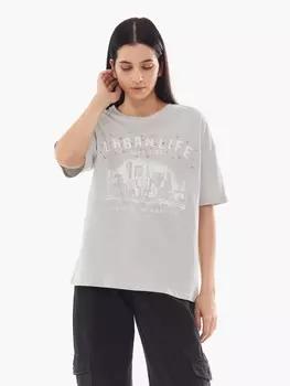Футболка свободного силуэта из хлопка с принтом