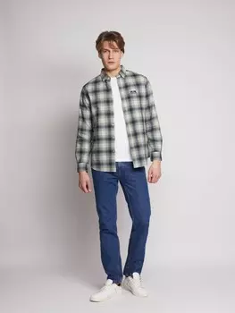 Хлопковая рубашка в клетку с длинным рукавом