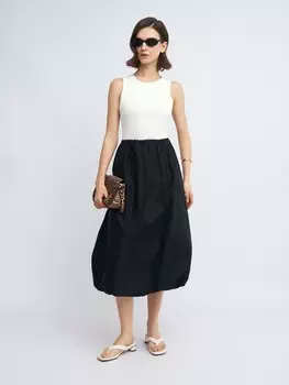 Юбка-баллон миди из хлопка на резинке