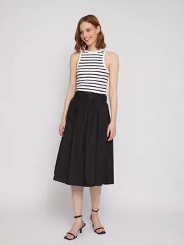 Юбка длины миди в складку с поясом
