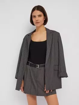 Юбка длины мини в складку с узором в полоску и ремнём