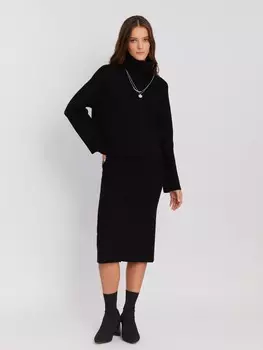 Юбка-карандаш длины миди из вязаного трикотажа с разрезом