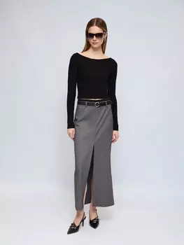 Юбка макси прямого силуэта с двойным поясом