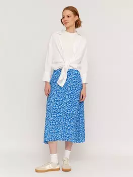Юбка миди из вискозы на резинке с принтом