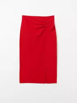 Юбка миди с драпировкой и разрезом