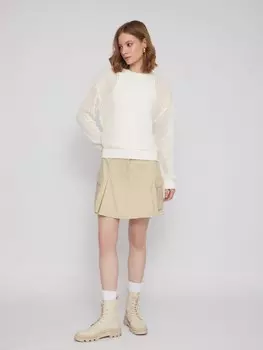 Юбка мини из хлопка в складку с карманами карго