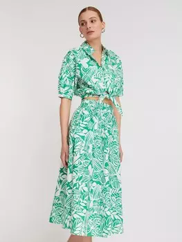 Юбка на резинке из хлопка с тропическим принтом