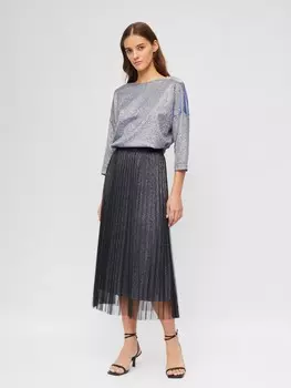 Юбка плиссе из полупрозрачной сетки с блёстками
