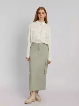 Юбка прямого силуэта из хлопка с карманами карго