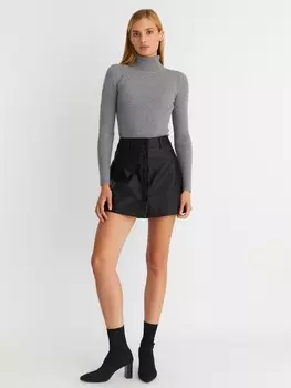 Юбка-шорты из экокожи с высокой талией